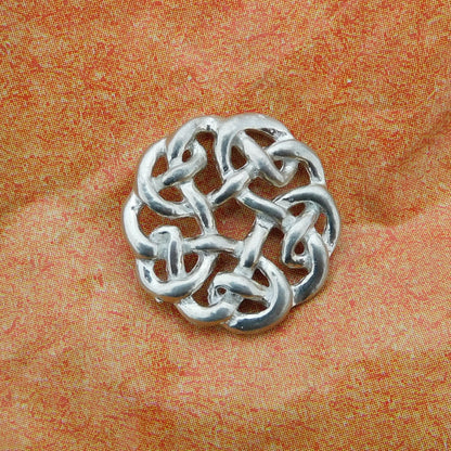 Celtic Knot Brooch (Round Knot), Handcast Pewter, Polished Finish