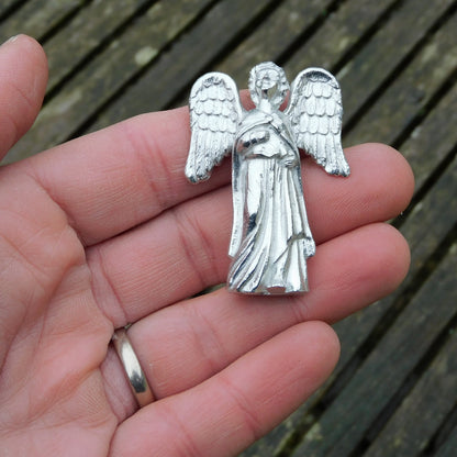 Guardian angel statuette, handmade in Fine Pewter by William Sturt