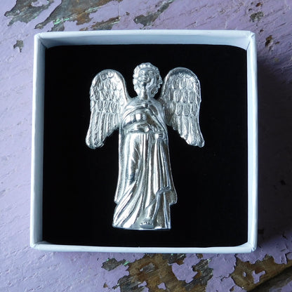 Guardian angel statuette, handmade in Fine Pewter by William Sturt