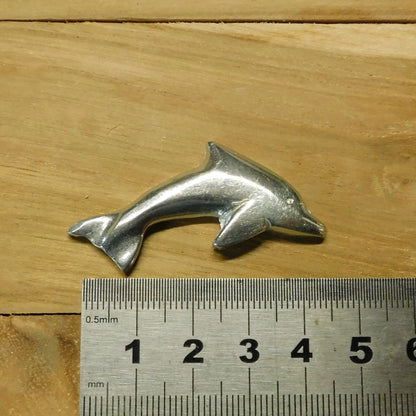 Dolphin Brooch (Leaping Dolphin Design), Handcast Pewter Brooch, Polished Finish