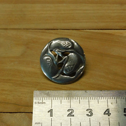 Three Ravens Brooch, Handcast Pewter, Polished Finish
