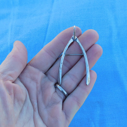 Wishbone Brooch, Handcast Pewter, Polished Finish