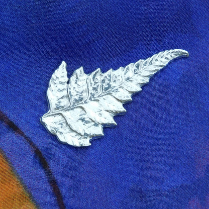 Silver Fern Brooch (Delicate), Handcast Pewter, Polished Finish