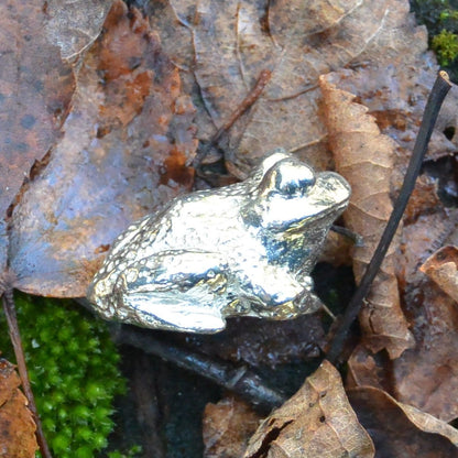 Frog Figurine, Frog Minature, Frog Totem, Lucky Pewter Frog, Handmade, in Fine Pewter, by William Sturt