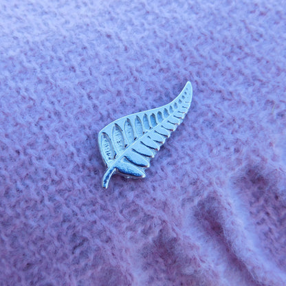 Silver Fern Brooch, Handcast Pewter, Polished Finish