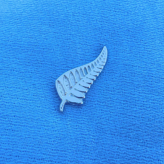 Silver Fern Brooch, Handcast Pewter, Polished Finish