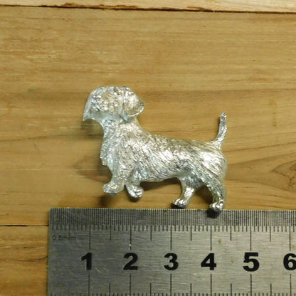 Dachshund Brooch (Wire-Haired), Handcast Pewter, Polished Finish