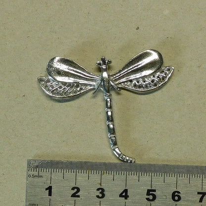 Dragonfly Brooch (Lacy Wing Design), Handcast Pewter Brooch, Polished Finish