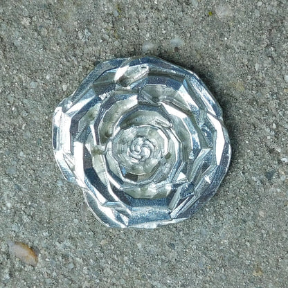 Rose Brooch, Handcast Pewter, Polished Finis