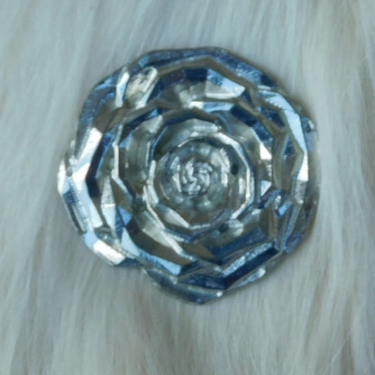 Rose Brooch, Handcast Pewter, Polished Finis