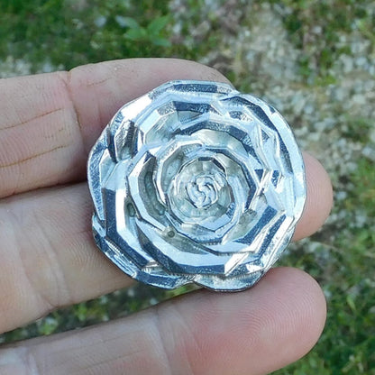 Rose Brooch, Handcast Pewter, Polished Finis