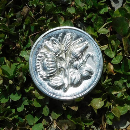 Cornflower Brooch, Handcast Pewter, Polished Finish