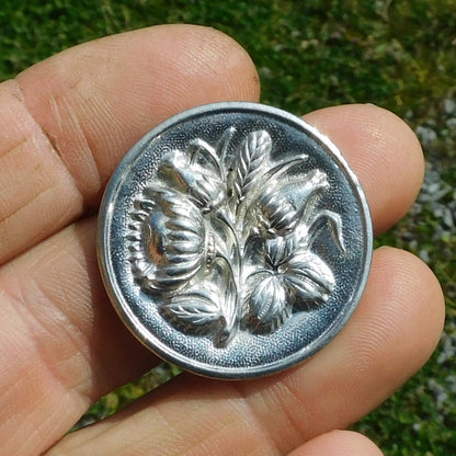 Cornflower Brooch, Handcast Pewter, Polished Finish