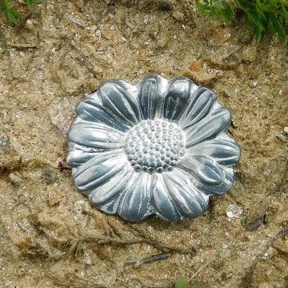 Wildflower Brooch, Handcast Pewter Brooch, Polished Finish