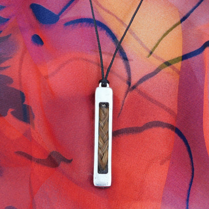 Horse Hair Bar Pendant Necklace, Personalised Keepsake Jewellery, Handcast Pewter, Adjustable Waxed Cord or Chain