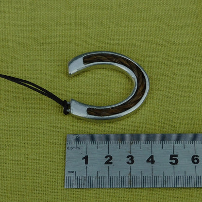 Horse Hair Horseshoe Pendant Necklace, Personalised Keepsake Jewellery, Handcast Pewter with Cord or Chain Option