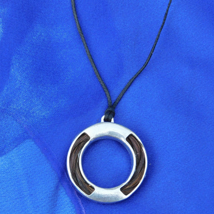 Horse Hair Round Pendant Necklace, Personalised Keepsake Jewellery, Handcast Pewter with Cord or Chain Option