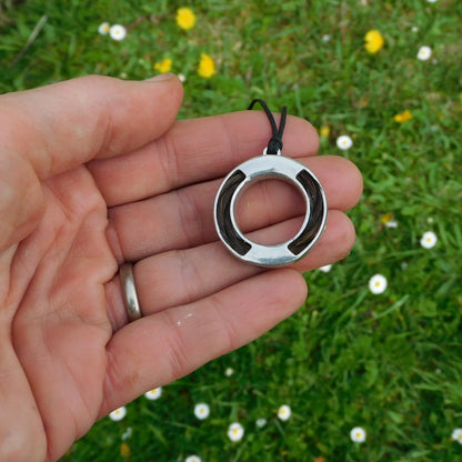 Horse Hair Round Pendant Necklace, Personalised Keepsake Jewellery, Handcast Pewter with Cord or Chain Option