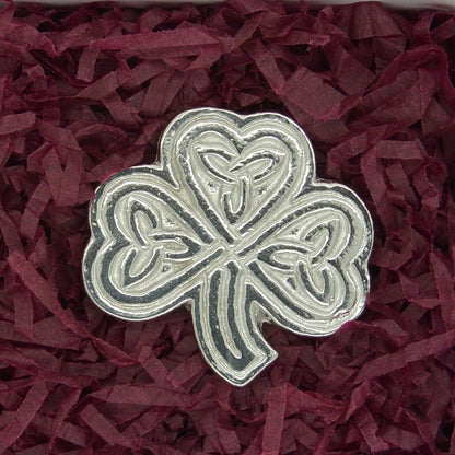 Celtic Shamrock Brooch, Handcast Pewter, Polished Finish Sturt