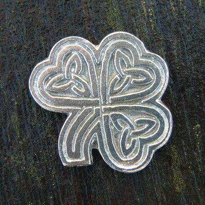 Celtic Shamrock Brooch, Handcast Pewter, Polished Finish Sturt