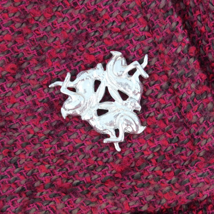 Three Hares Brooch (Clockwise), Handcast Pewter, Polished Finish