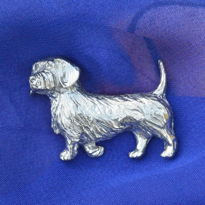 Dachshund Brooch (Wire-Haired), Handcast Pewter, Polished Finish