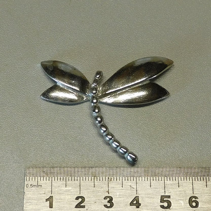 Dragonfly Brooch (Smooth Design), Handcast Pewter Brooch, Polished Finish
