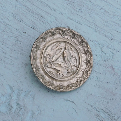 Celtic Raven Brooch, Handcast Pewter, Polished Finish