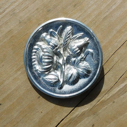 Cornflower Brooch, Handcast Pewter, Polished Finish