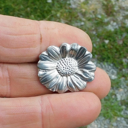 Wildflower Brooch, Handcast Pewter Brooch, Polished Finish