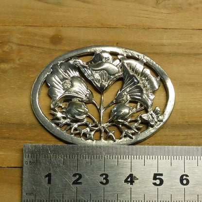 Lily Brooch, Handcast Pewter, Polished Finish