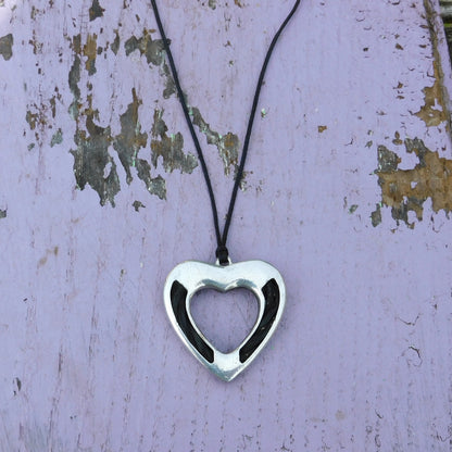 Horse Hair Heart Pendant Necklace, Personalised Keepsake Jewellery, Handcast Pewter with Cord or Chain Option