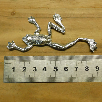 Frog Brooch (Climbing Frog), Handcast Pewter Brooch, Polished Finish
