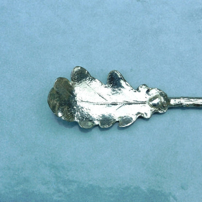 Handcrafted Solid Pewter Jam Spoon with Oak Leaf Bowl and Bee, 15cm