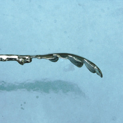 Handcrafted Solid Pewter Jam Spoon with Oak Leaf Bowl and Bee, 15cm