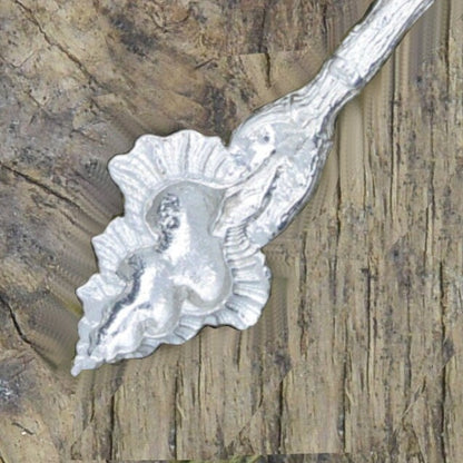 Honey Dipper With Shell, Handcast, In Fine Pewter, By William Sturt