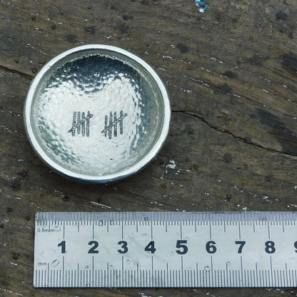 10th Anniversary Ring Bowl, with Tally showing 10 Years. Handmade in Fine Pewter by William Sturt.
