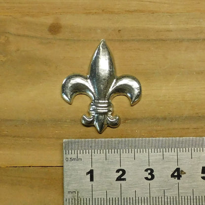 Fleur de Lis Brooch, Handcast Pewter Brooch, Polished Finish
