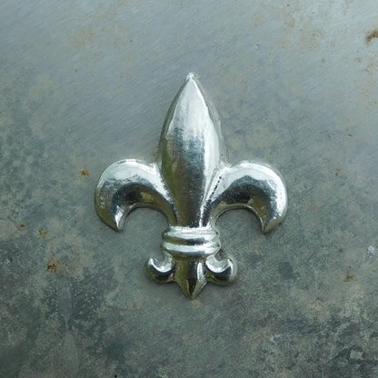 Fleur de Lis Brooch, Handcast Pewter Brooch, Polished Finish