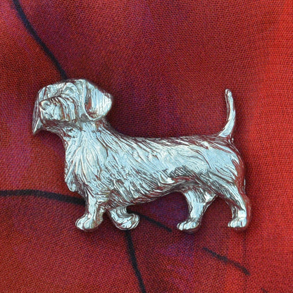 Dachshund Brooch (Wire-Haired), Handcast Pewter, Polished Finish