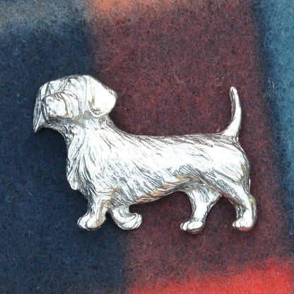 Dachshund Brooch (Wire-Haired), Handcast Pewter, Polished Finish