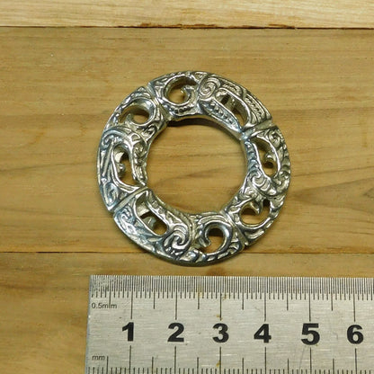 Maori Garland Brooch, Handcast Pewter, Polished Finish