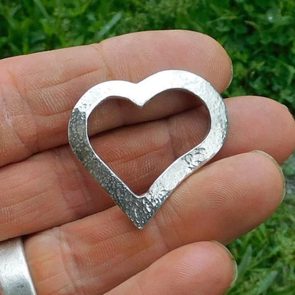 Heart Brooch, Handcast Pewter, Polished Finish
