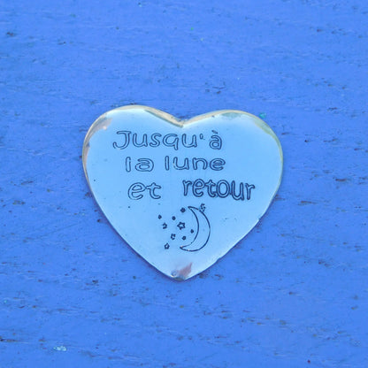 Jusqu'à la lune et retour, (To The Moon and Back) Pocket Token, Handmade in Pewter by William Sturt