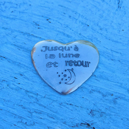 Jusqu'à la lune et retour, (To The Moon and Back) Pocket Token, Handmade in Pewter by William Sturt