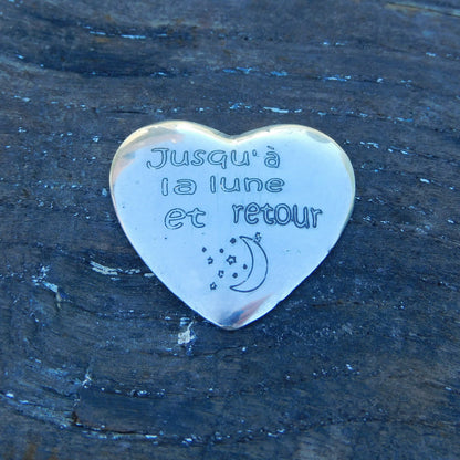 Jusqu'à la lune et retour, (To The Moon and Back) Pocket Token, Handmade in Pewter by William Sturt