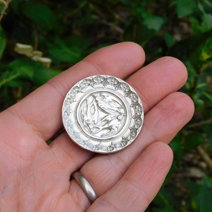 Celtic Raven Brooch, Handcast Pewter, Polished Finish