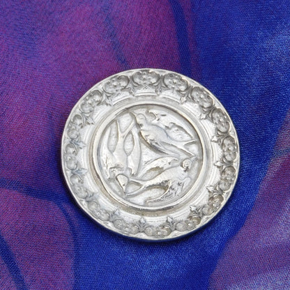 Celtic Raven Brooch, Handcast Pewter, Polished Finish