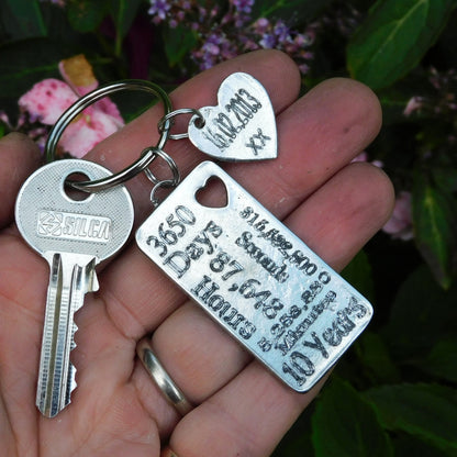 Tenth Anniversary Pewter Key Ring, Handmade From Fine Pewter by William Sturt