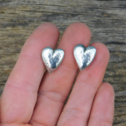 Hammered Heart Cufflinks (Small Design), Handcast Pewter Cufflinks, Polished Finish